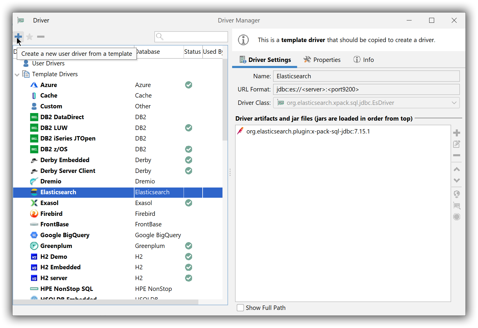 dbvis 2 驱动管理器 elasticsearch
