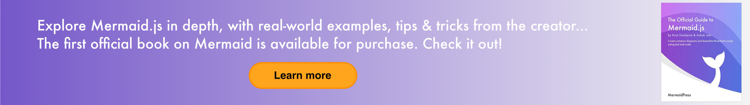 深入探索Mermaid.js，包含真实世界的示例、创作者的技巧与窍门... 第一本关于Mermaid的官方书籍现已上市。快来查看吧！