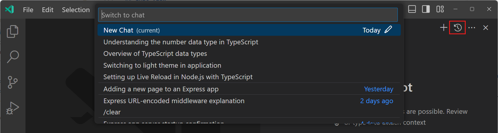 聊天视图的截图,其中突出显示了显示聊天...按钮