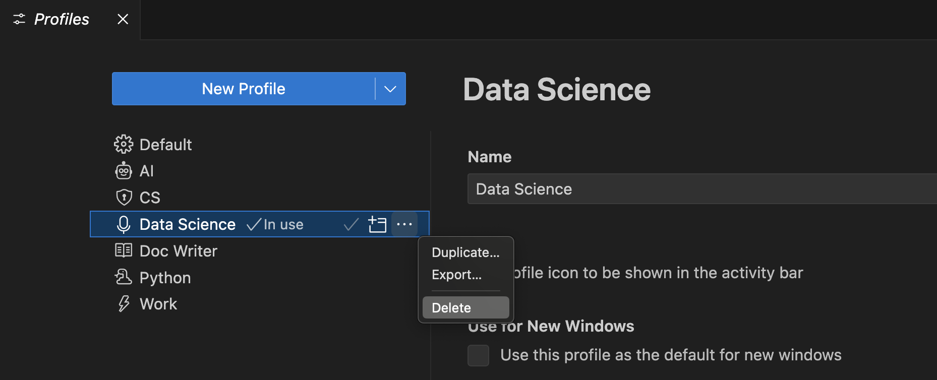 从配置文件编辑器中删除配置文件