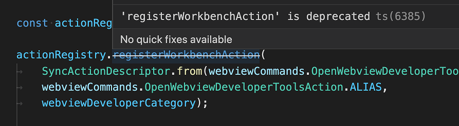 在编辑器中渲染的已弃用函数调用